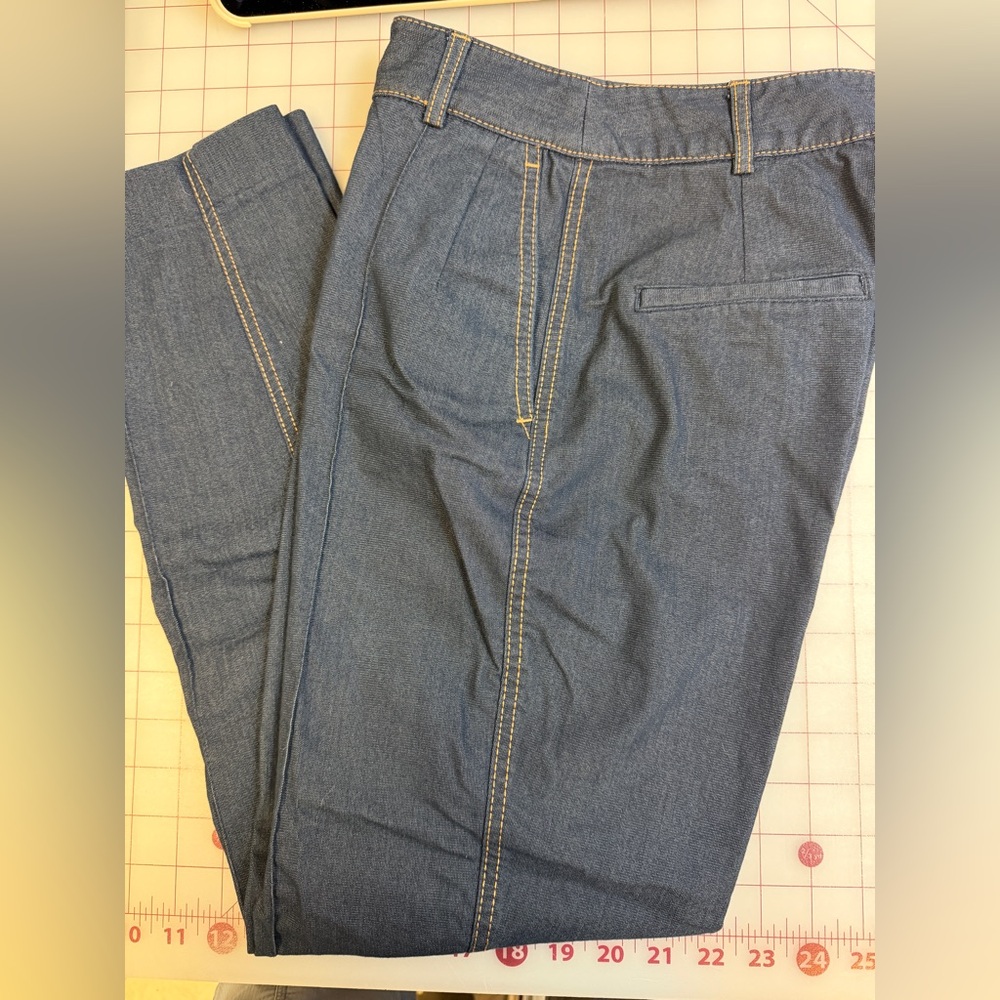 Zara medium weight Blue Denim Trousers with Contrast Topstitching